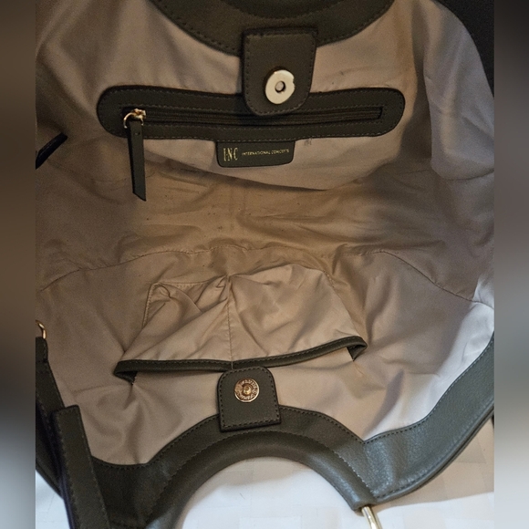 INC-International Concept Studded Army Green Leather Hobo Bag - Picture 11 of 13